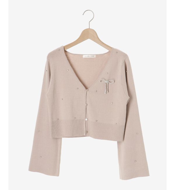 MAJESTICLEGON「リボンブローチセットビジューカーデ」|カーディガン|