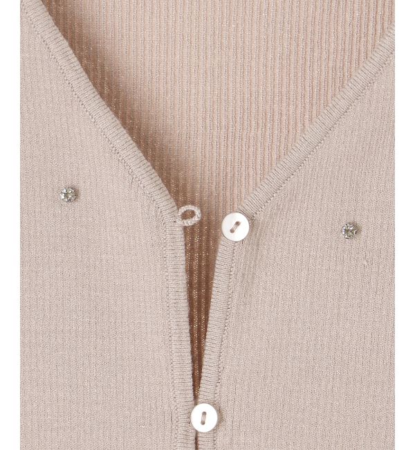 MAJESTICLEGON「リボンブローチセットビジューカーデ」|カーディガン|