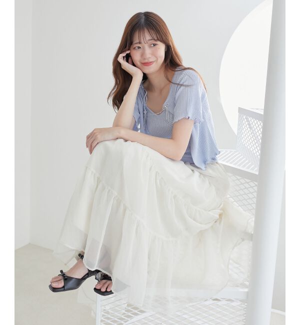 MAJESTICLEGON「キャミセットビーズリボンカーデ」|カーディガン|