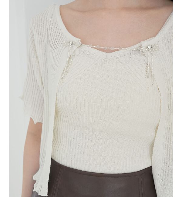 MAJESTICLEGON「キャミセットビーズリボンカーデ」|カーディガン|