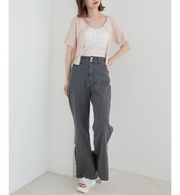 MAJESTICLEGON「キャミセットビーズリボンカーデ」|カーディガン|