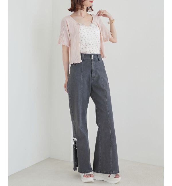 MAJESTICLEGON「キャミセットビーズリボンカーデ」|カーディガン|