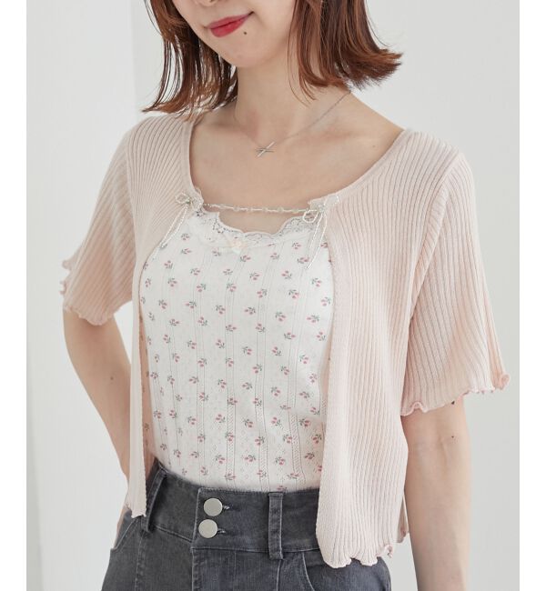 MAJESTICLEGON「キャミセットビーズリボンカーデ」|カーディガン|