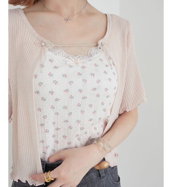 MAJESTICLEGON「キャミセットビーズリボンカーデ」|カーディガン|