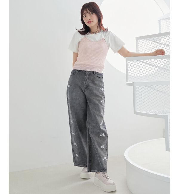 MAJESTICLEGON「キャミセットビーズリボンカーデ」|カーディガン|