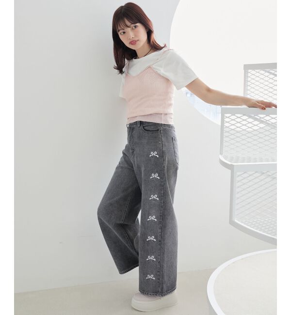 MAJESTICLEGON「キャミセットビーズリボンカーデ」|カーディガン|