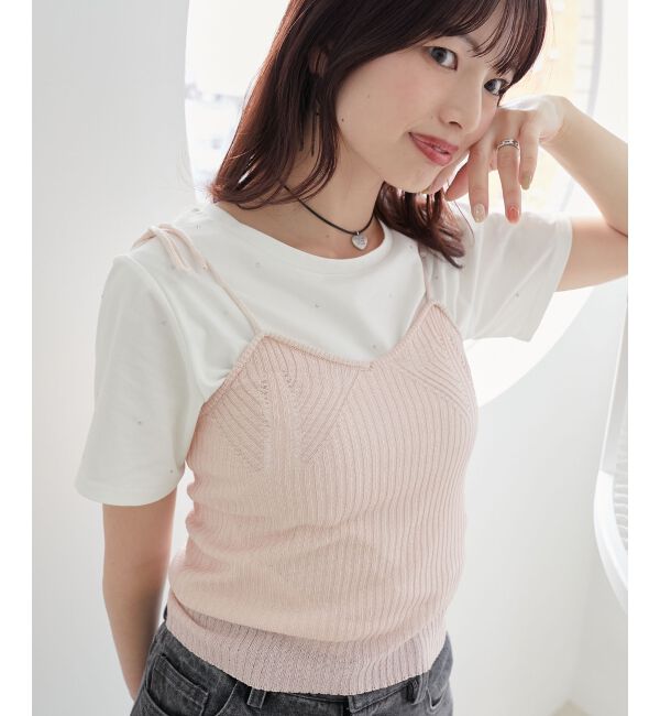 MAJESTICLEGON「キャミセットビーズリボンカーデ」|カーディガン|