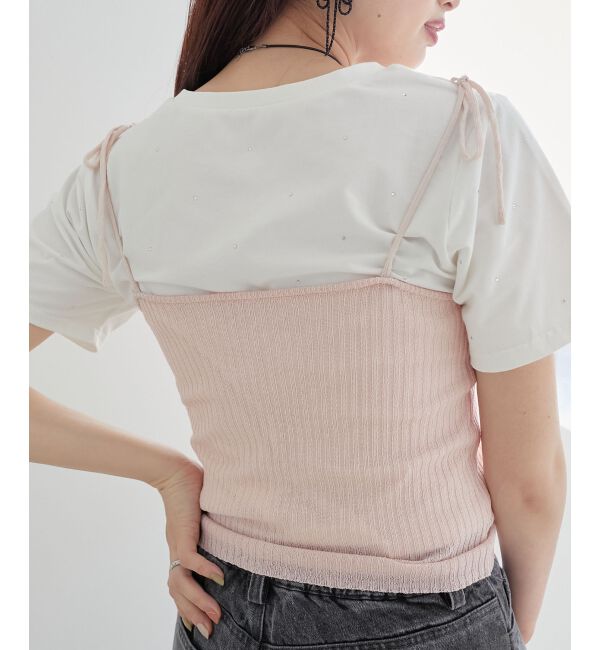 MAJESTICLEGON「キャミセットビーズリボンカーデ」|カーディガン|