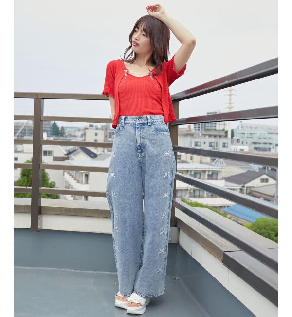 MAJESTICLEGON「キャミセットビーズリボンカーデ」|カーディガン|