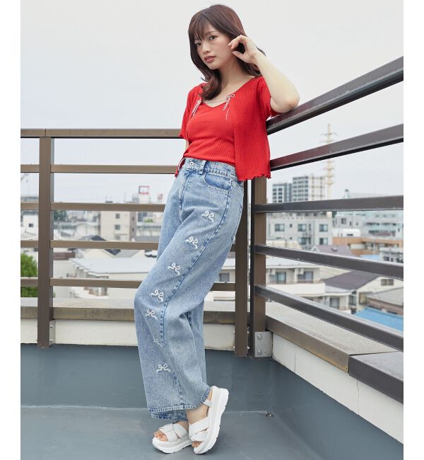 MAJESTICLEGON「キャミセットビーズリボンカーデ」|カーディガン|