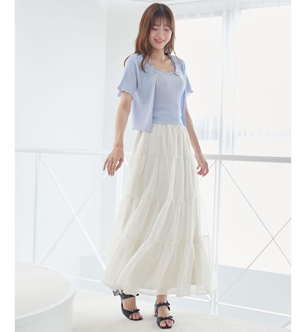 MAJESTICLEGON「キャミセットビーズリボンカーデ」|カーディガン|