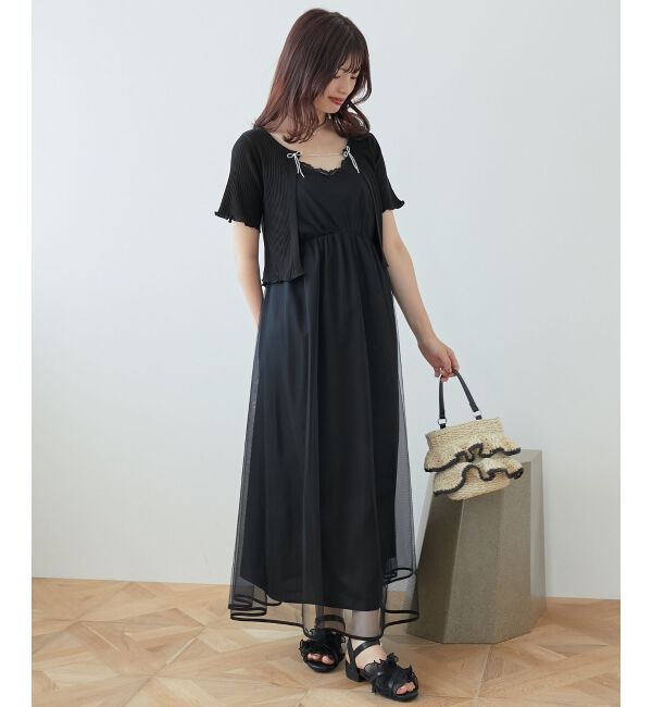 MAJESTICLEGON「キャミセットビーズリボンカーデ」|カーディガン|