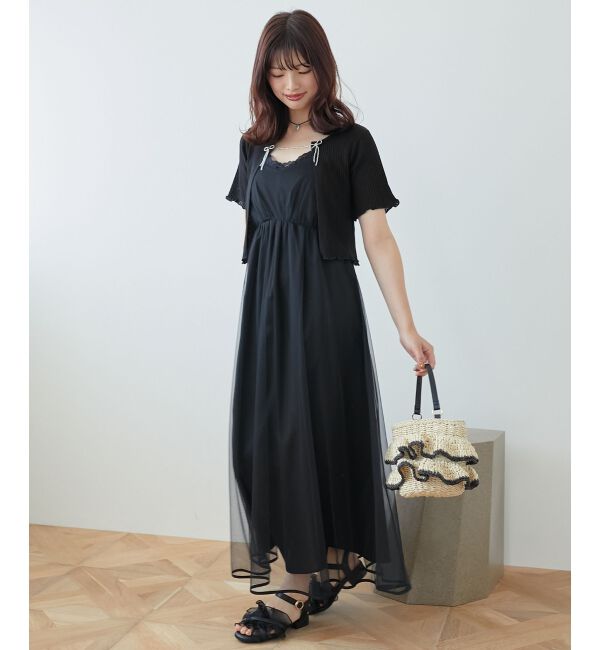 MAJESTICLEGON「キャミセットビーズリボンカーデ」|カーディガン|