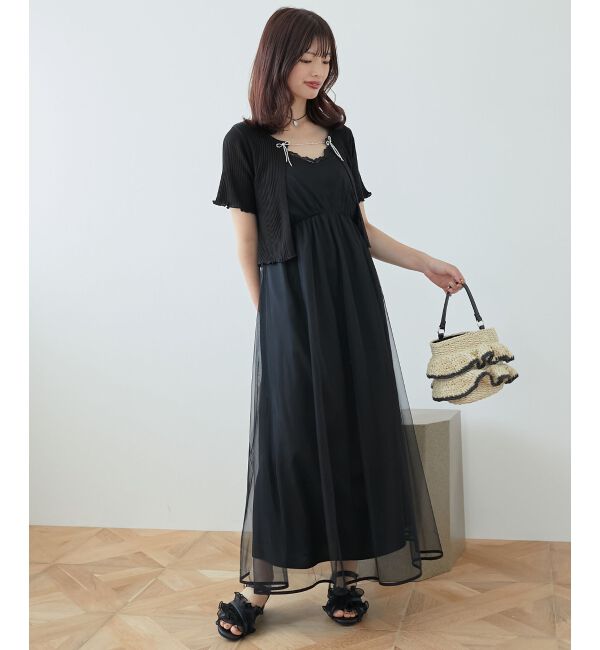 MAJESTICLEGON「キャミセットビーズリボンカーデ」|カーディガン|