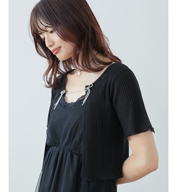 MAJESTICLEGON「キャミセットビーズリボンカーデ」|カーディガン|