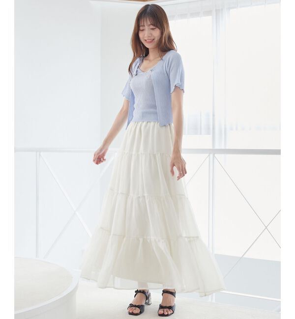 MAJESTICLEGON「キャミセットビーズリボンカーデ」|カーディガン|