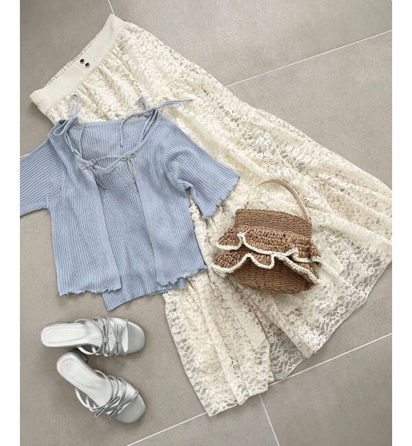 MAJESTICLEGON「キャミセットビーズリボンカーデ」|カーディガン|