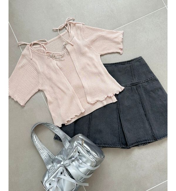 MAJESTICLEGON「キャミセットビーズリボンカーデ」|カーディガン|