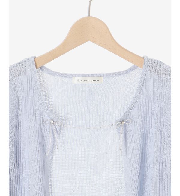 MAJESTICLEGON「キャミセットビーズリボンカーデ」|カーディガン|