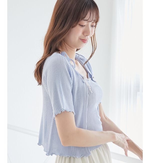 MAJESTICLEGON「キャミセットビーズリボンカーデ」|カーディガン|