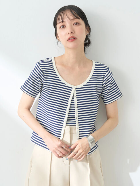 earth music&ecology「SET2点ボーダーカーディガン+キャミ」|カーディガン|