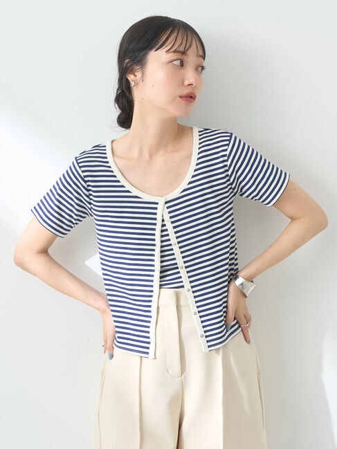 earth music&ecology「SET2点ボーダーカーディガン+キャミ」|カーディガン|