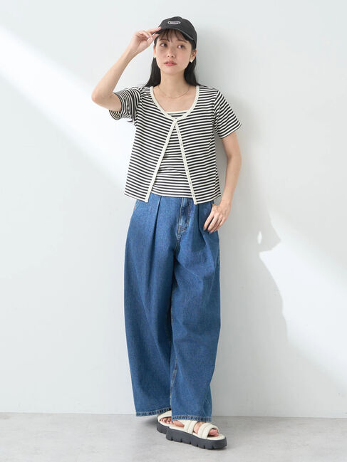 earth music&ecology「SET2点ボーダーカーディガン+キャミ」|カーディガン|