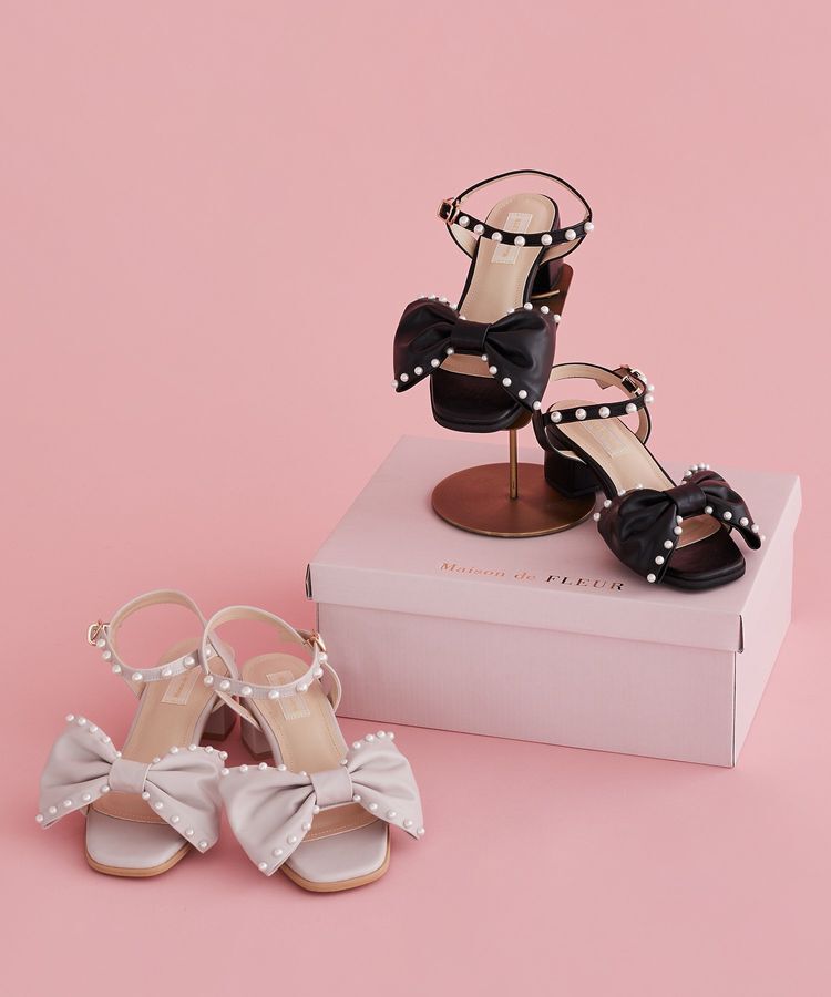 Maison de FLEUR「パールリボンサンダル」|サンダル|