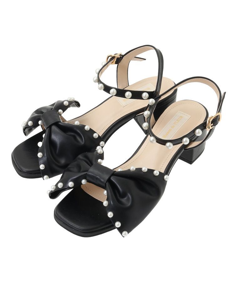 Maison de FLEUR「パールリボンサンダル」|サンダル|