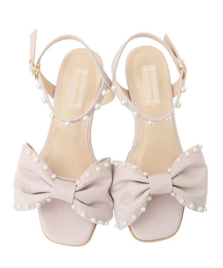 Maison de FLEUR「パールリボンサンダル」|サンダル|