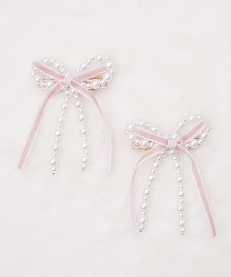 Maison de FLEUR「パールベロアリボン2セットクリップ」|その他|