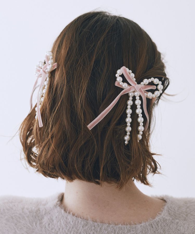 Maison de FLEUR「パールベロアリボン2セットクリップ」|その他|