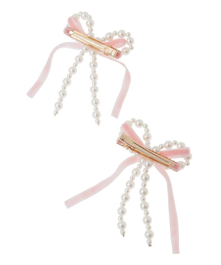 Maison de FLEUR「パールベロアリボン2セットクリップ」|その他|