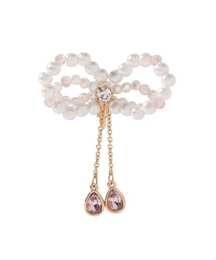 Maison de FLEUR「パールリボンビジューイヤリング」|イヤリング|