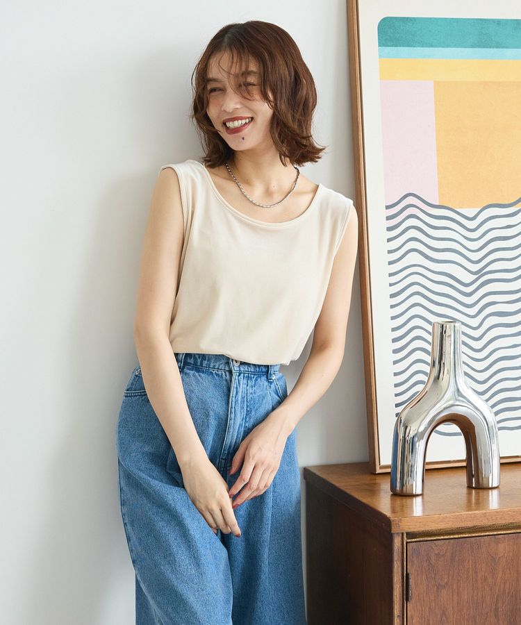Green Parks「2Wayベロアタンクトップ」|インナー|Ecru