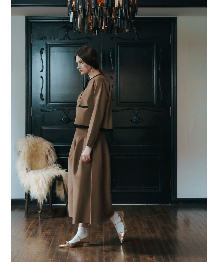 YECCA VECCA「配色トリミングニットジャケット」|カーディガン|