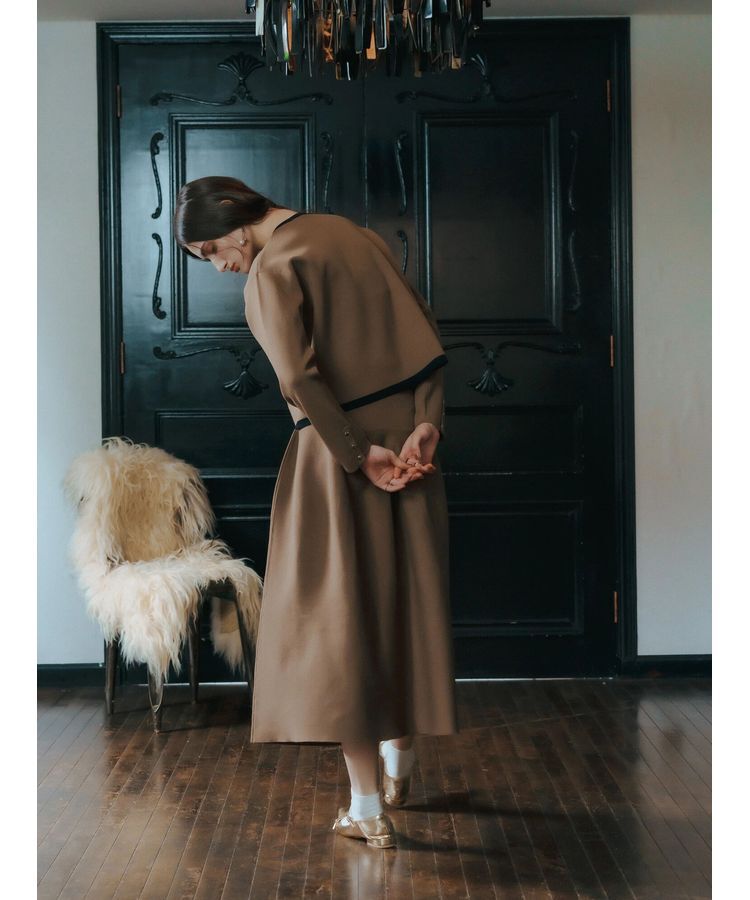 YECCA VECCA「配色トリミングニットジャケット」|カーディガン|