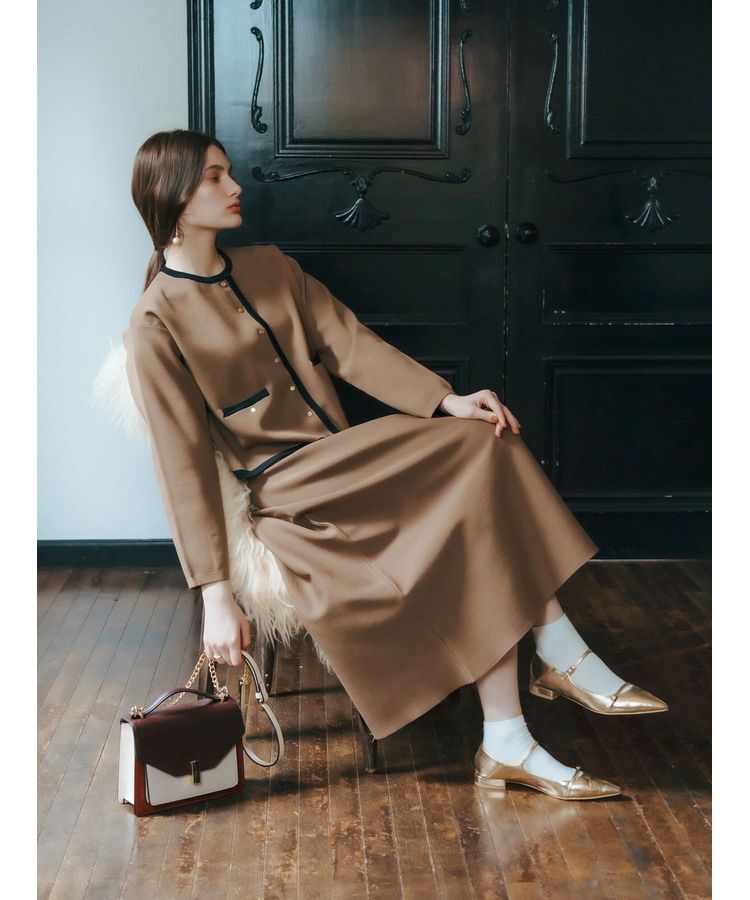 YECCA VECCA「配色トリミングニットジャケット」|カーディガン|