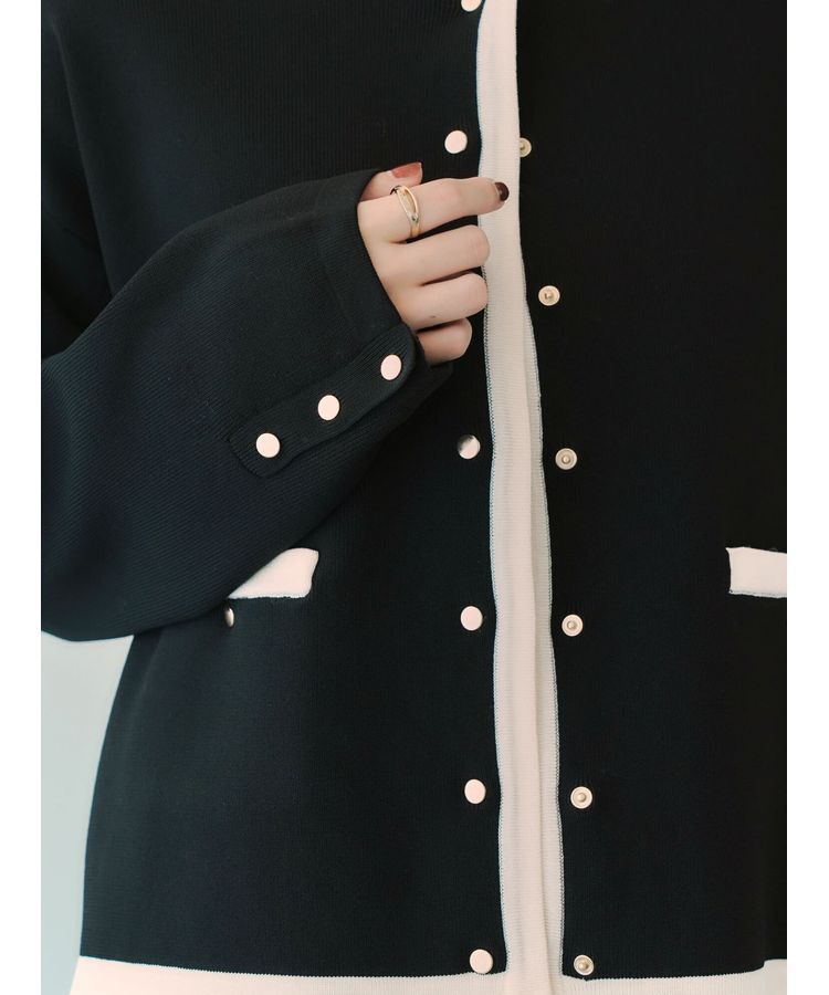 YECCA VECCA「配色トリミングニットジャケット」|カーディガン|