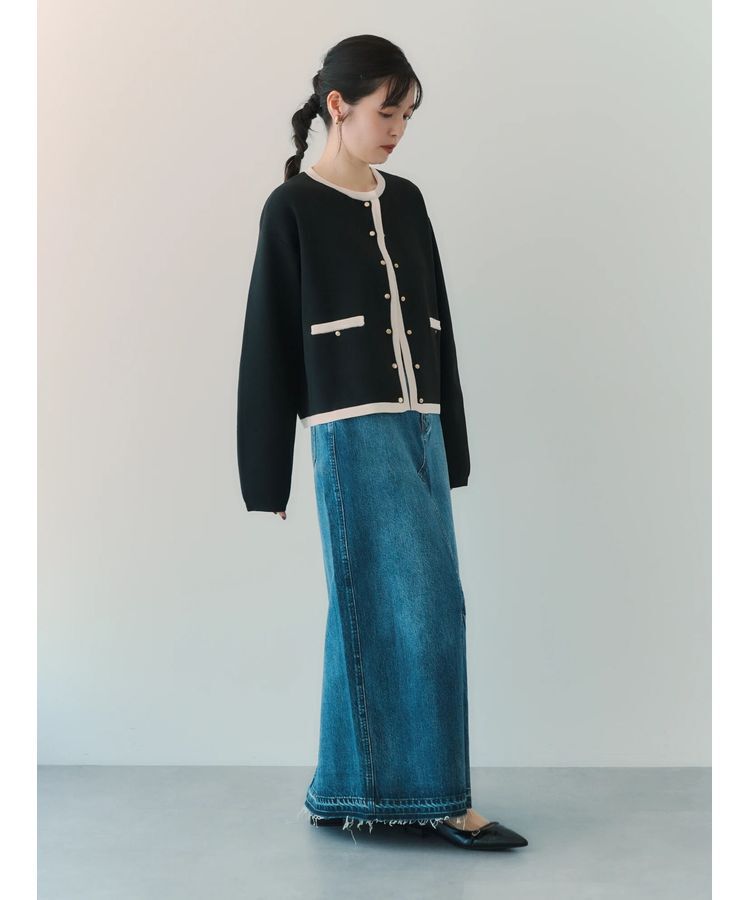 YECCA VECCA「配色トリミングニットジャケット」|カーディガン|