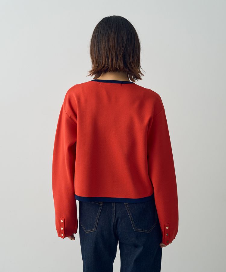 YECCA VECCA「配色トリミングニットジャケット」|カーディガン|