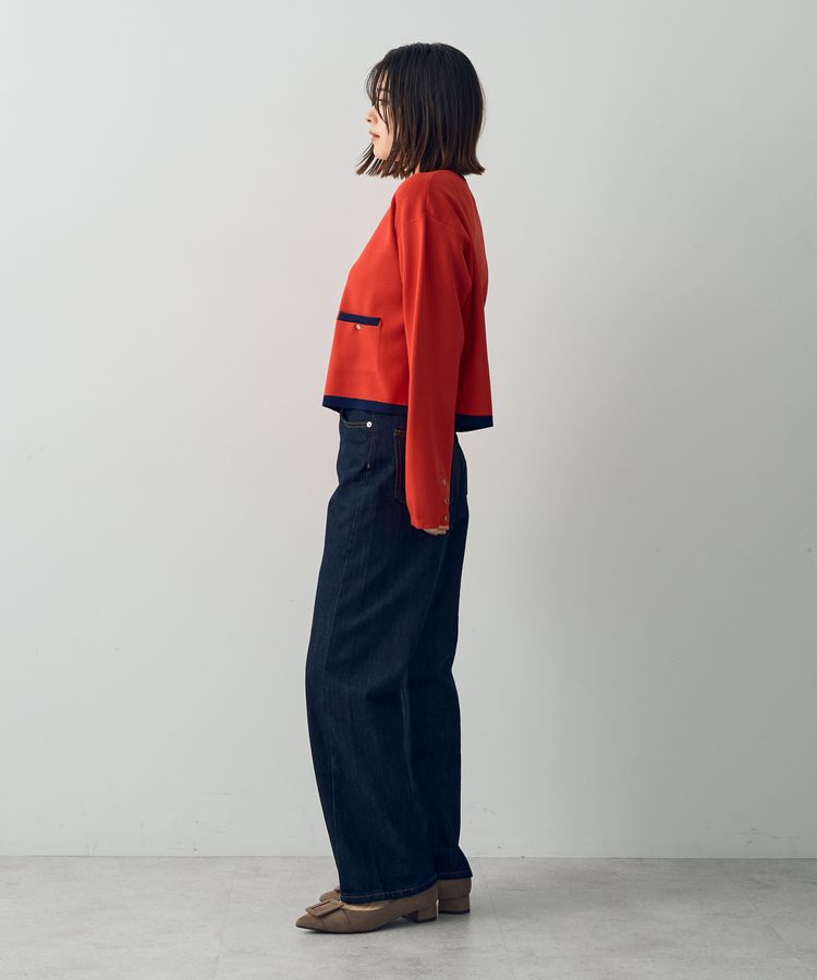 YECCA VECCA「配色トリミングニットジャケット」|カーディガン|