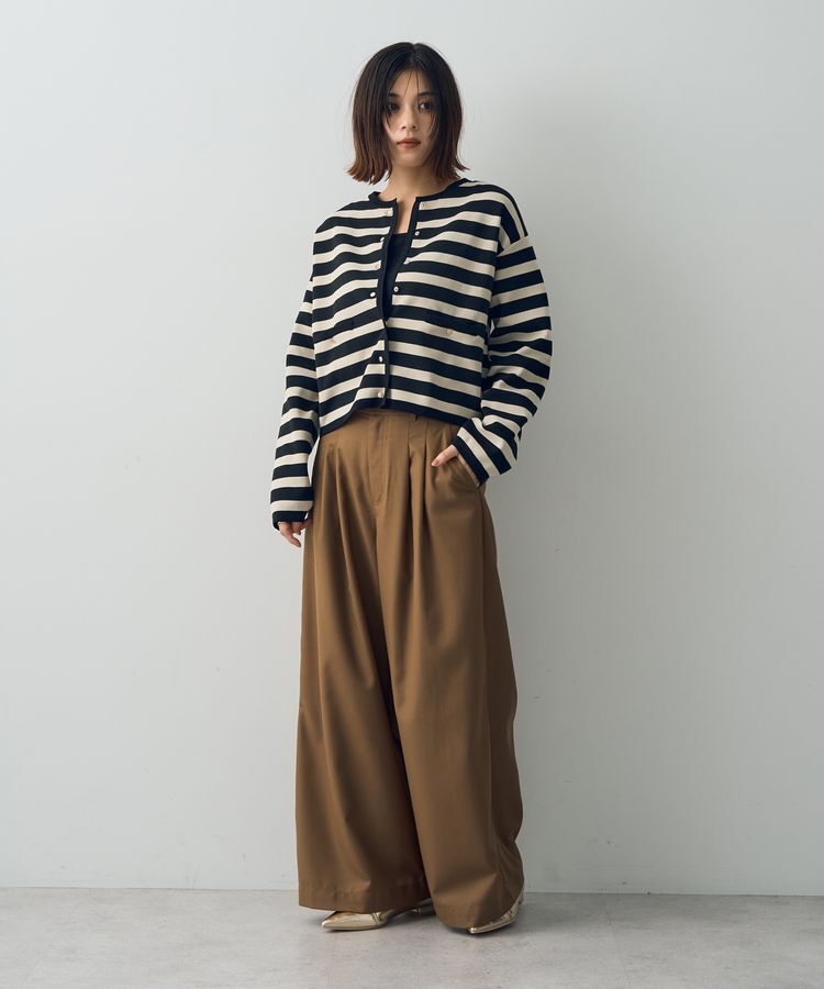 YECCA VECCA「配色トリミングニットジャケット」|カーディガン|