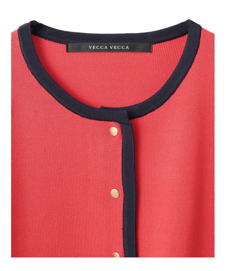 YECCA VECCA「配色トリミングニットジャケット」|カーディガン|