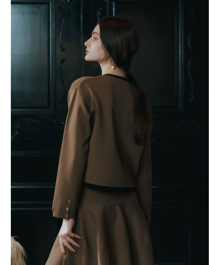 YECCA VECCA「配色トリミングニットジャケット」|カーディガン|