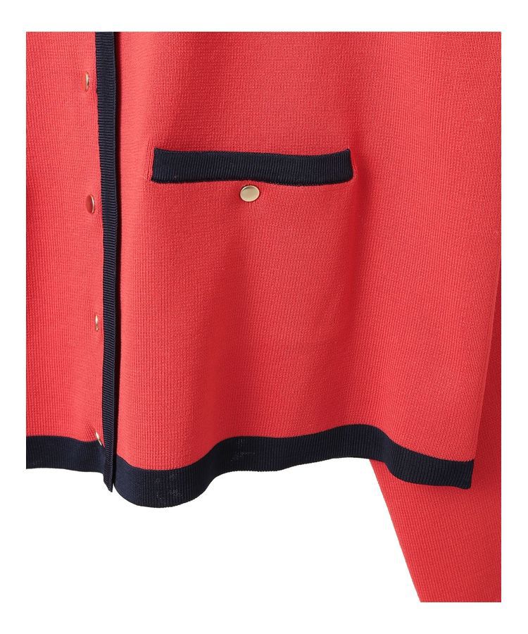 YECCA VECCA「配色トリミングニットジャケット」|カーディガン|