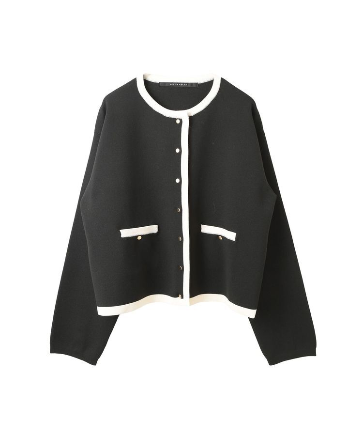 YECCA VECCA「配色トリミングニットジャケット」|カーディガン|