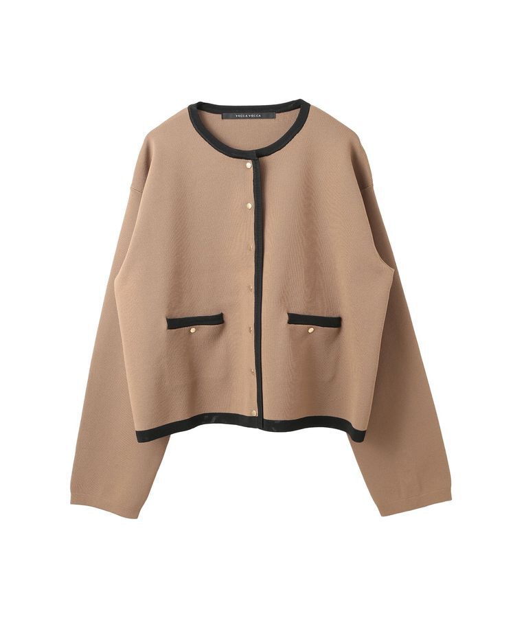 YECCA VECCA「配色トリミングニットジャケット」|カーディガン|