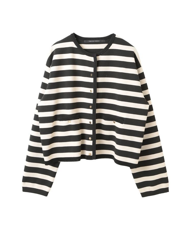 YECCA VECCA「配色トリミングニットジャケット」|カーディガン|