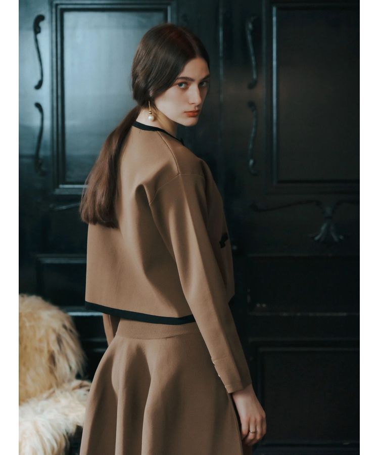 YECCA VECCA「配色トリミングニットジャケット」|カーディガン|